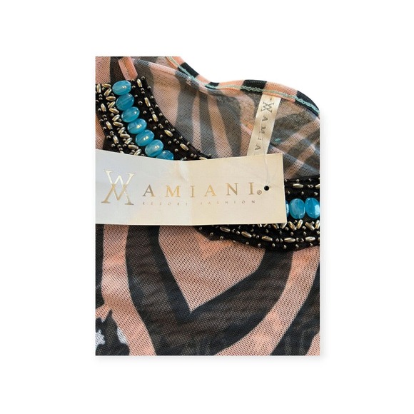 Amiani Colorful Safari Print Tunic Dress Women's Size Large, Sheer - Picture 6 of 10